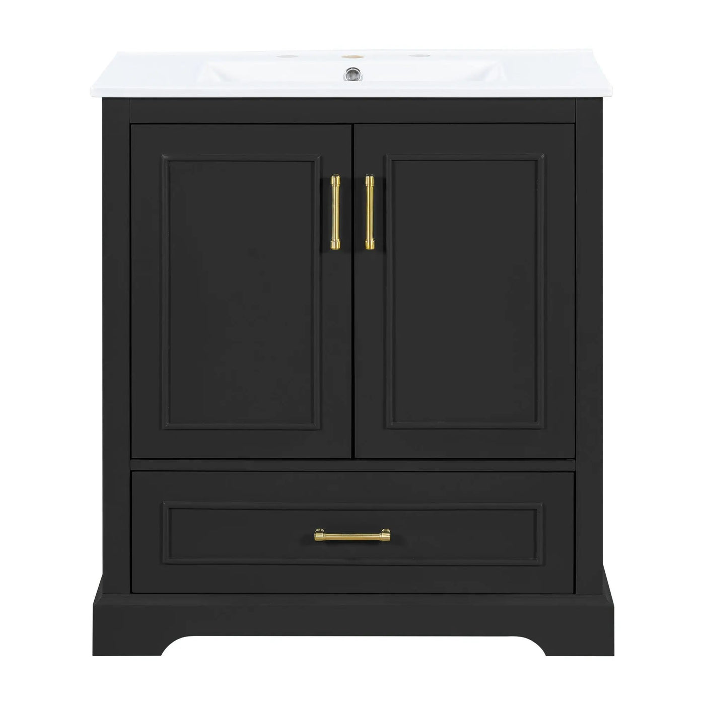 Bathroom Vanity With Sink, 1 Divided Drawer And 2 Soft Close Doors With Double Shelf by HouseOfZazla