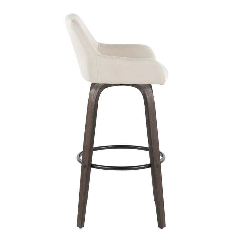 Daniella - Contemporary Fixed Height, Barstool With Swivel With Round Footrest (Set of 2) by Unique Piece Furniture
