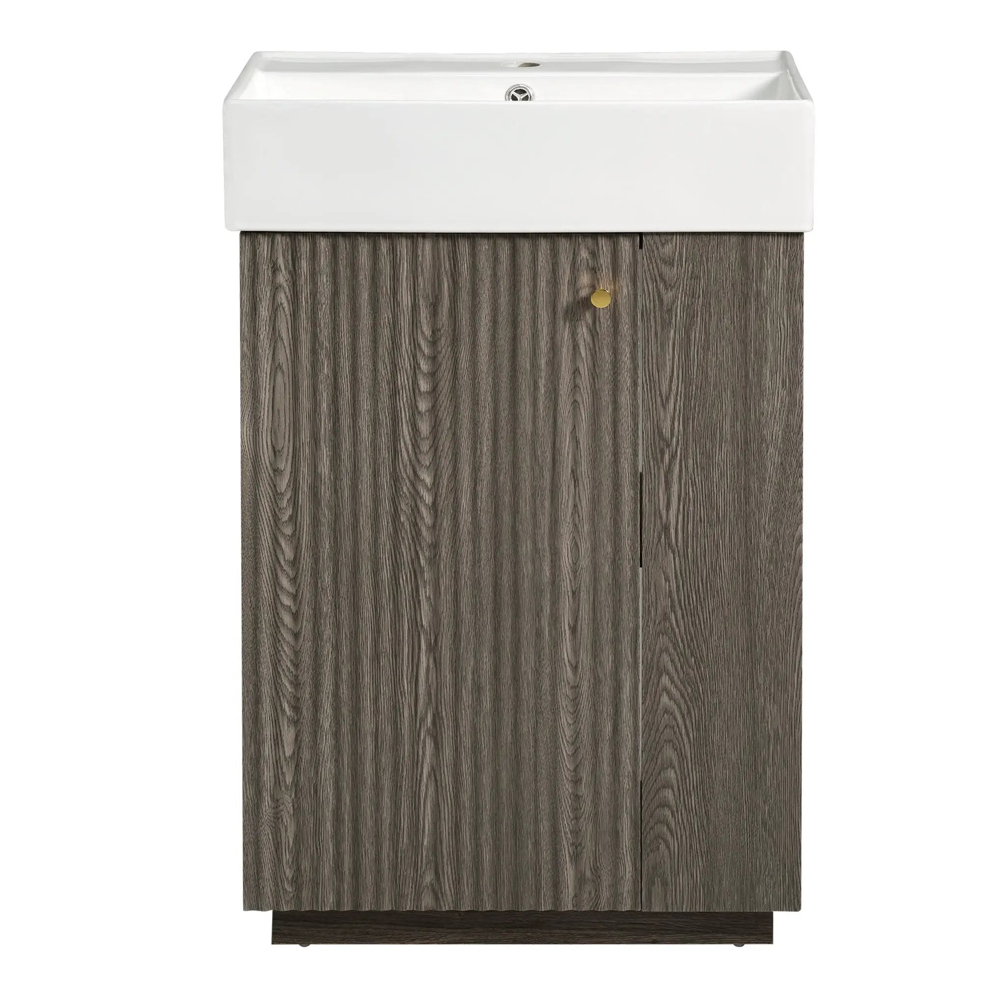 Bathroom Vanity With Sink, Freestanding Wood Grain Cabinet With Storage by HouseOfZazla