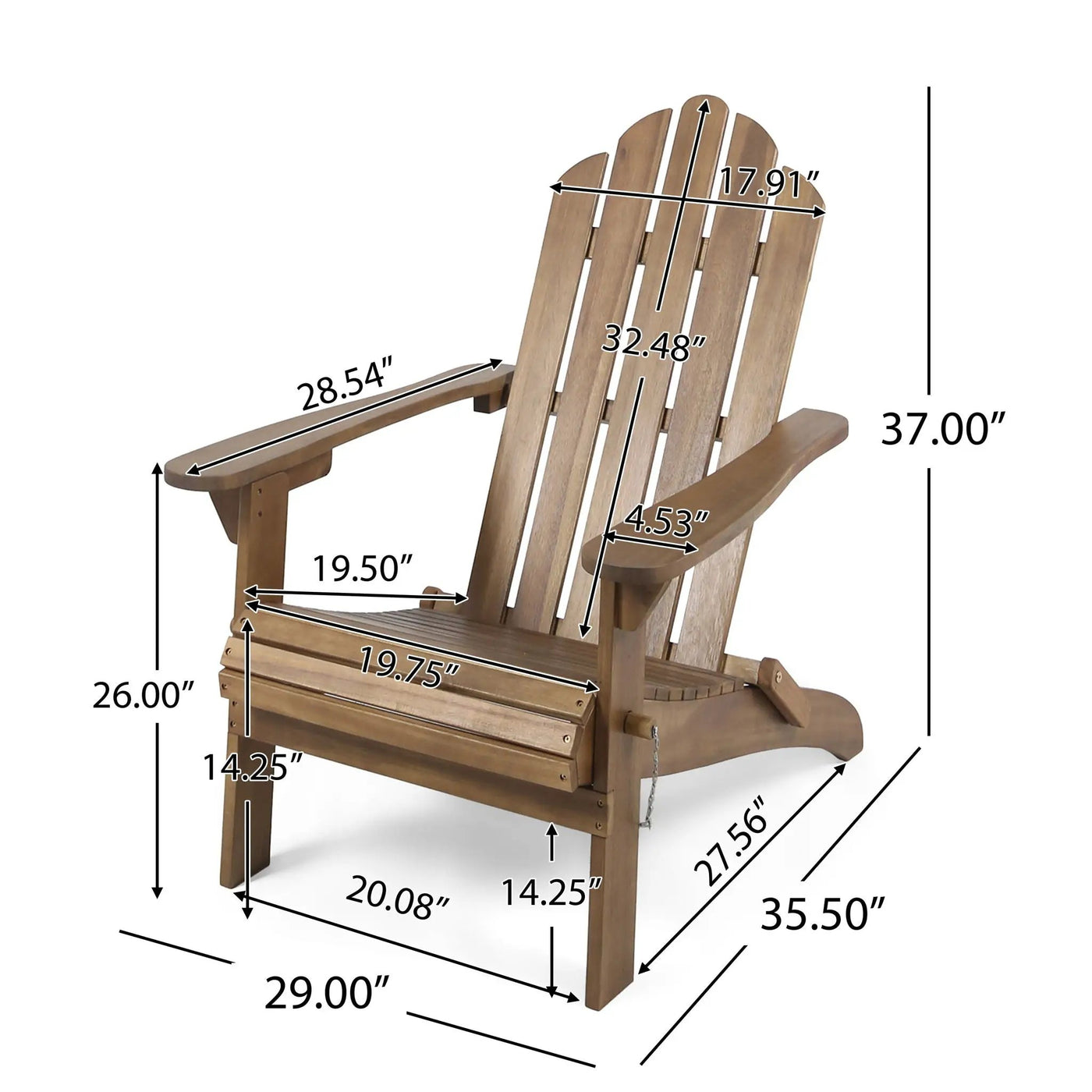 Aurascape Outdoor Acacia Wood Foldable Adirondack Chair by HouseOfZazla