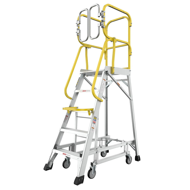 Heavy Duty Aluminum Rolling Platform Ladder with Steps by HouseOfZazla
