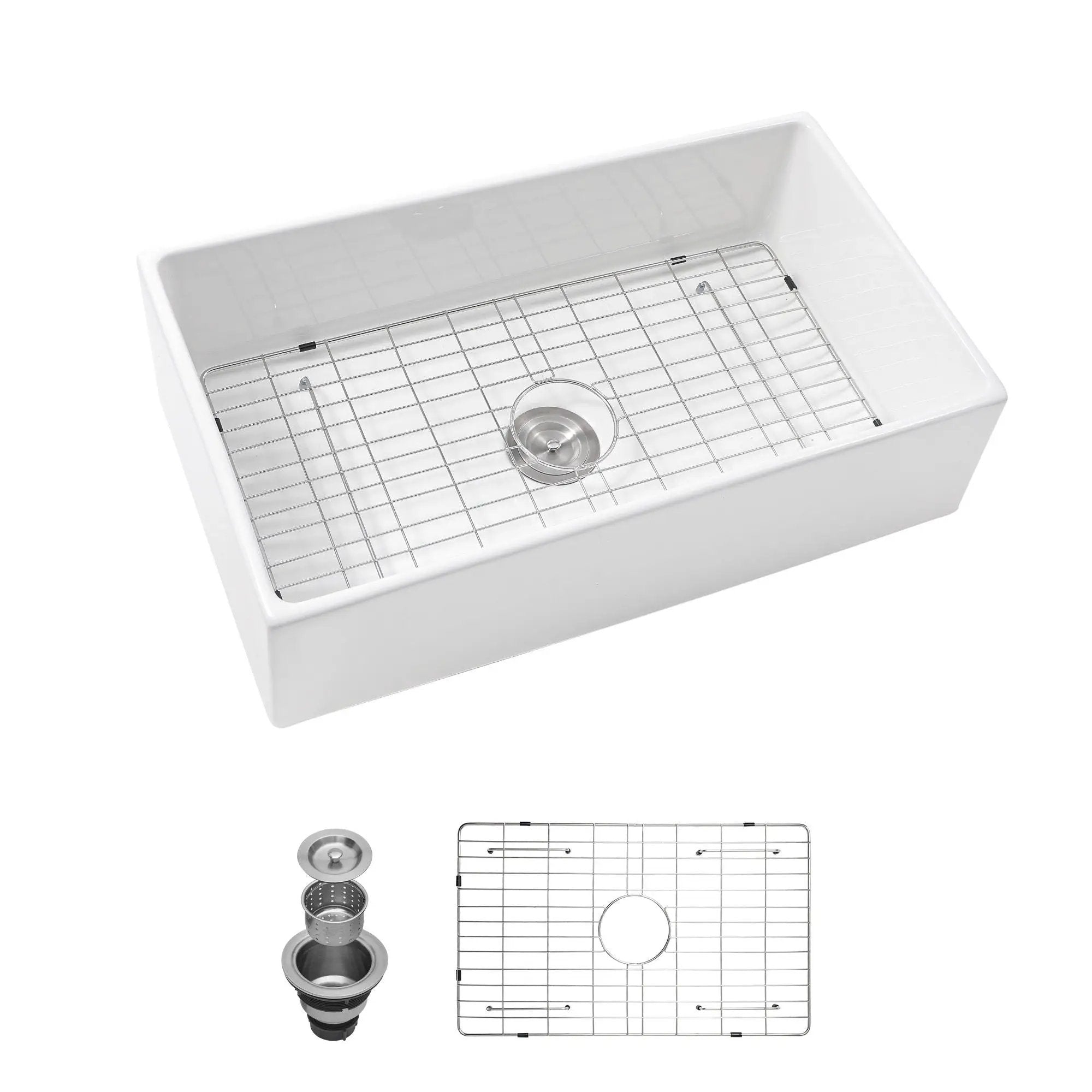 Farmhouse Sink, Apron-Front Porcelain Ceramic Single Bowl by HouseOfZazla