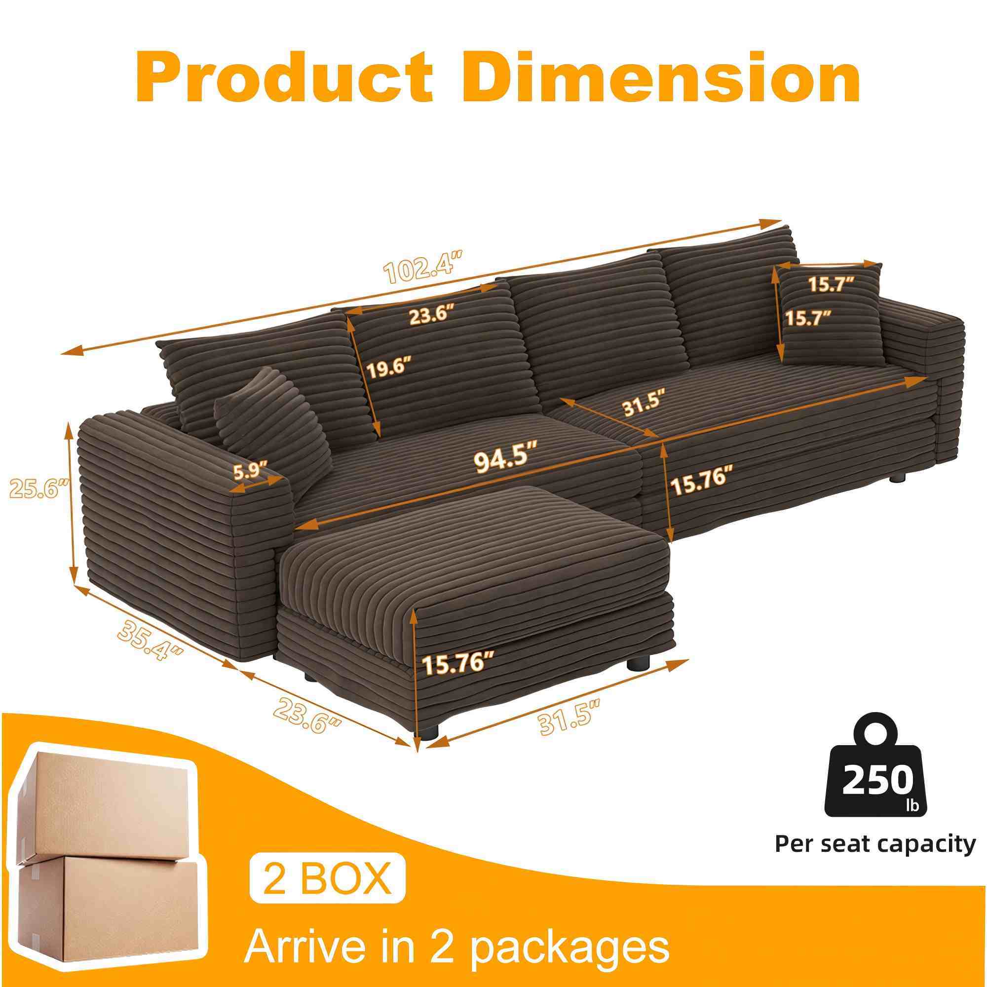 Deep Seat Convertible Sofa With Soft Pillows And Ottomans by HouseOfZazla