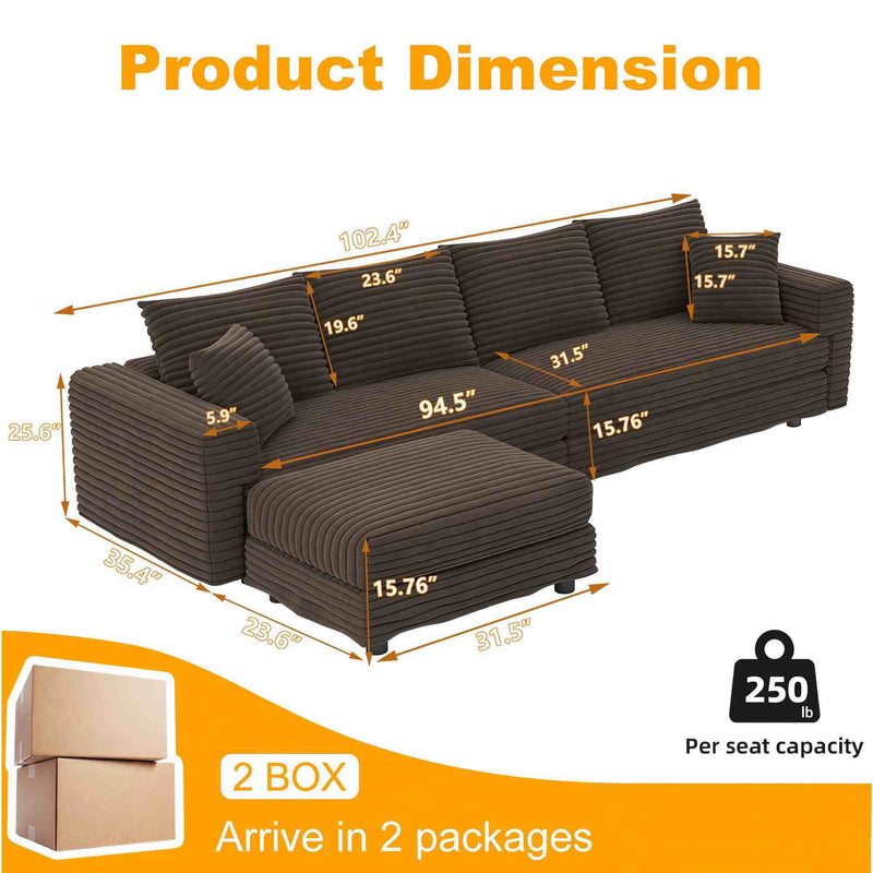 Deep Seat Convertible Sofa With Soft Pillows And Ottomans by HouseOfZazla