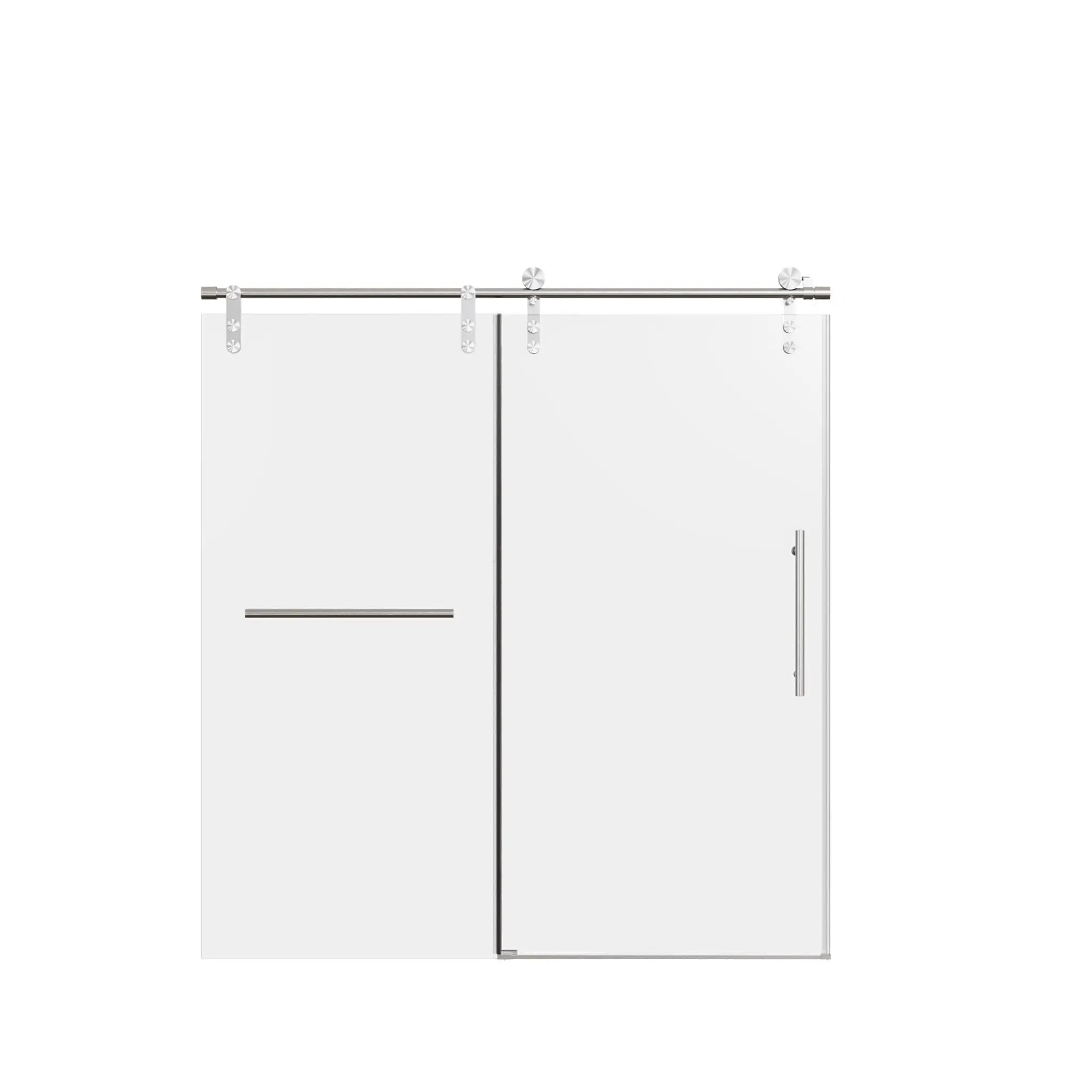 Frameless Single Sliding Shower Doors With Towel Rail & Handle by HouseOfZazla