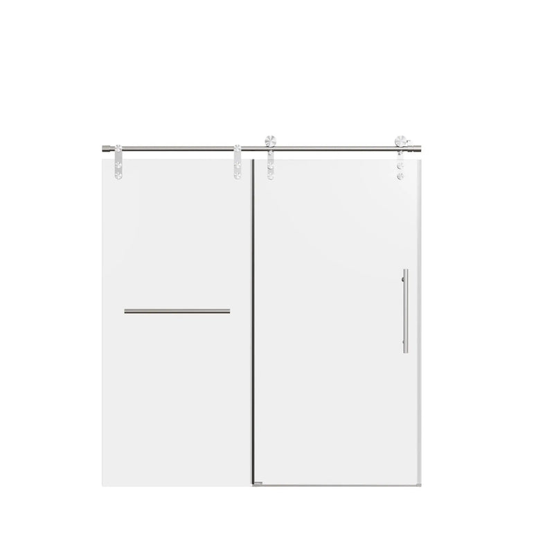Frameless Single Sliding Shower Doors With Towel Rail & Handle by HouseOfZazla
