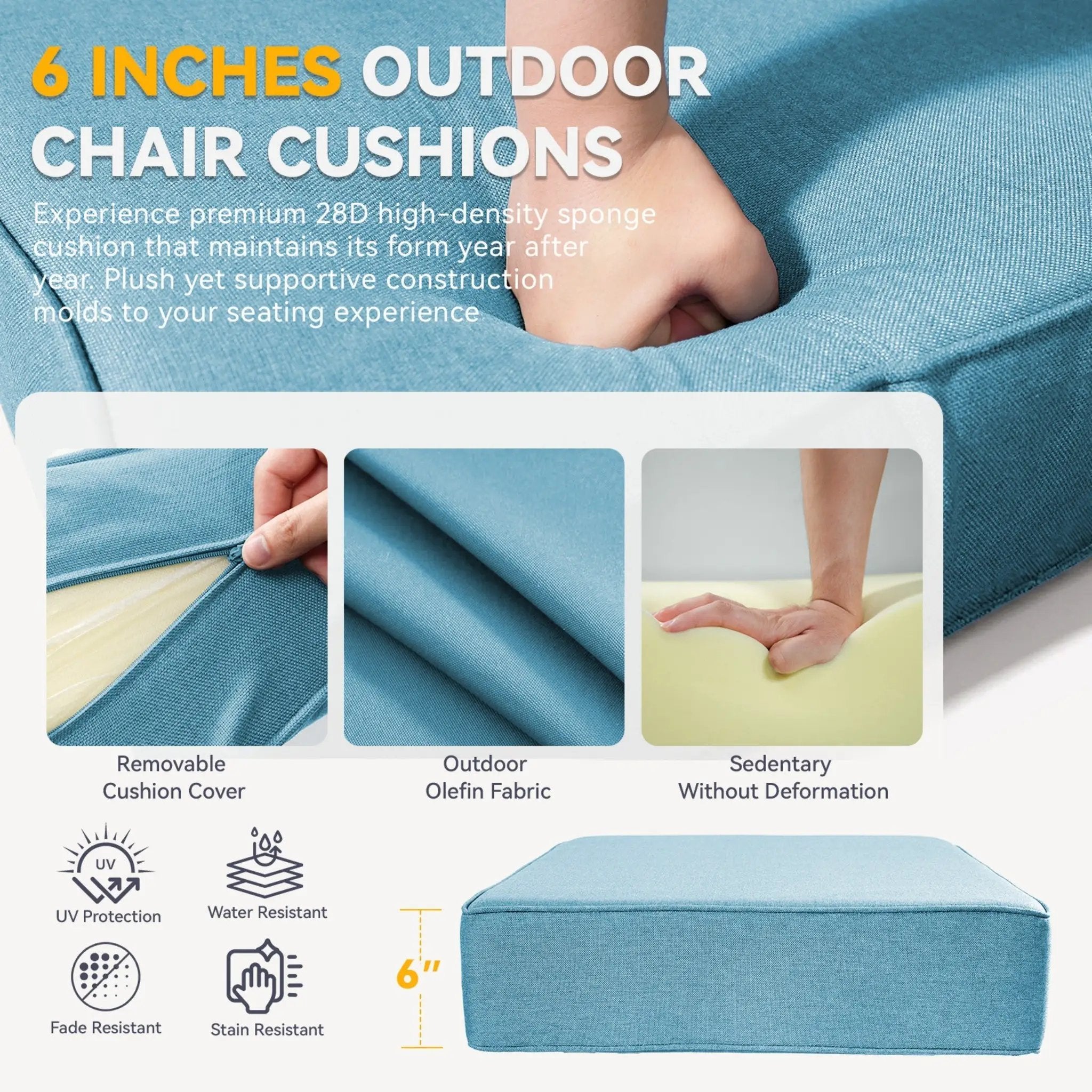 6" Thicker Outdoor Chair Cushion Set by HouseOfZazla