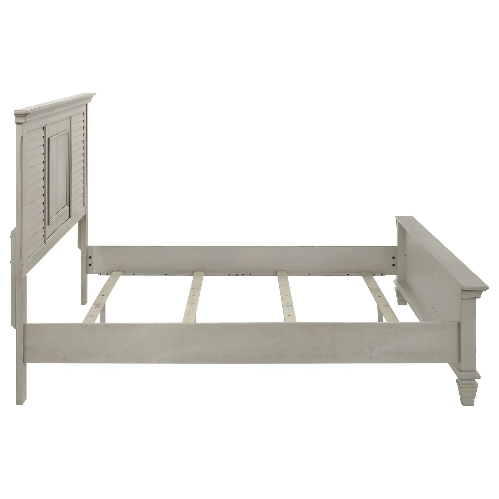 Franco Wood Eastern King Panel Bed Distressed White by Unique Piece Furniture