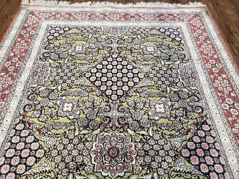 5x8 Indian Kashmiri Silk Rug with Gold Threads by Jewel Rugs