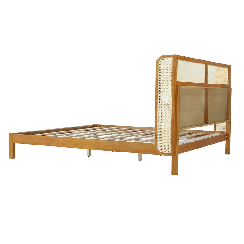 Premium Rubber Wood Platform Bed Frame with Headboard by HouseOfZazla