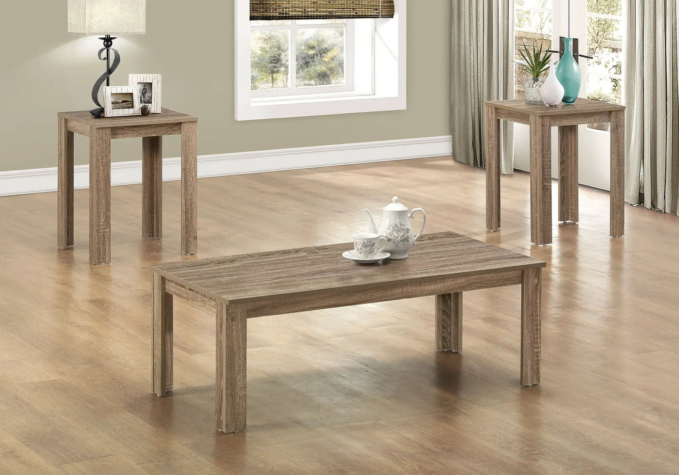 Table Set, Coffee, End, Side, Accent For Living Room Transitional (Set of 3) by HouseOfZazla