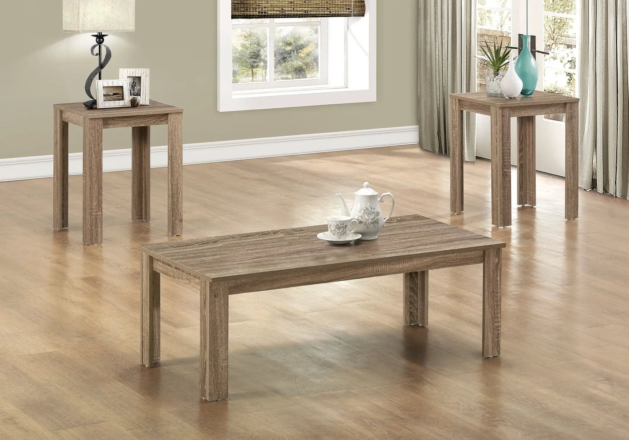 Table Set, Coffee, End, Side, Accent For Living Room Transitional (Set of 3) by HouseOfZazla