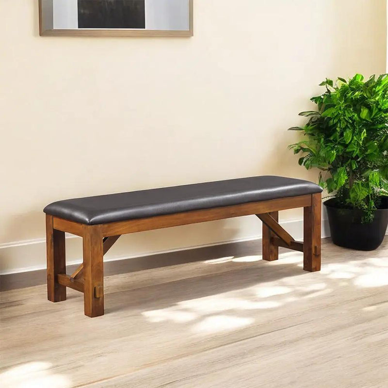Apollo - Bench - Espresso Synthetic Leather & Walnut by Unique Piece Furniture