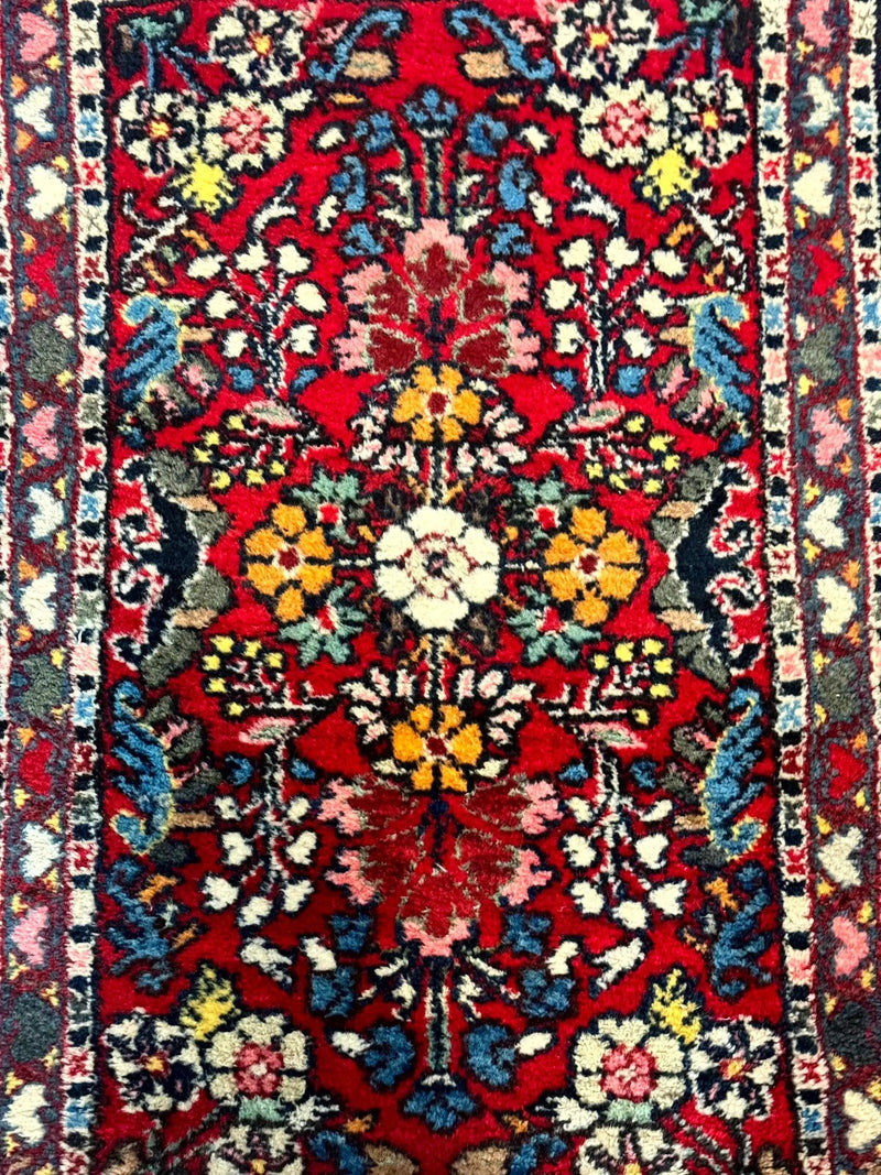 Small Persian Tribal Rug 2x3, Red Colorful Small Hamadan Carpet, Antique Persian Rug by Jewel Rugs