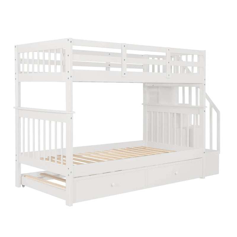 Stairway Bunk Bed With Storage And Guard Rail For Bedroom by Unique Piece Furniture