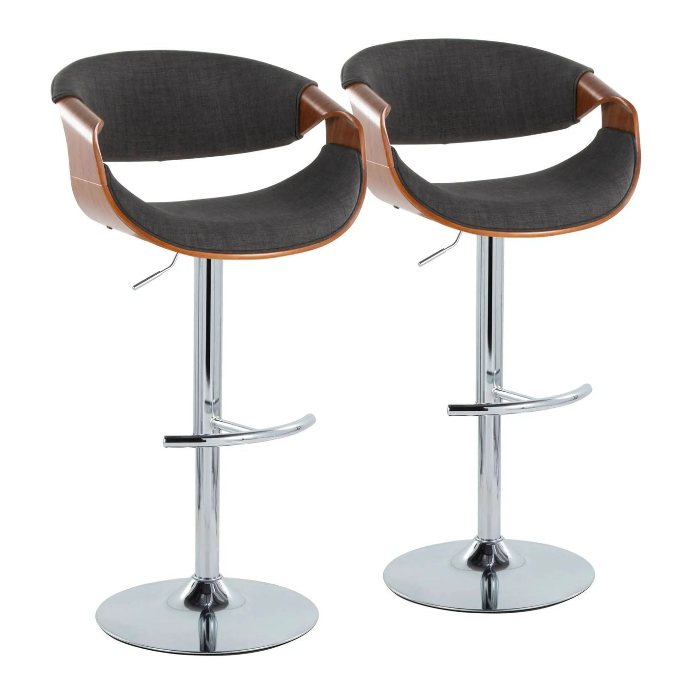 Curvo - Mid Century Modern Adjustable Barstool With Swivel With Rounded T Footrest (Set of 2) by HouseOfZazla