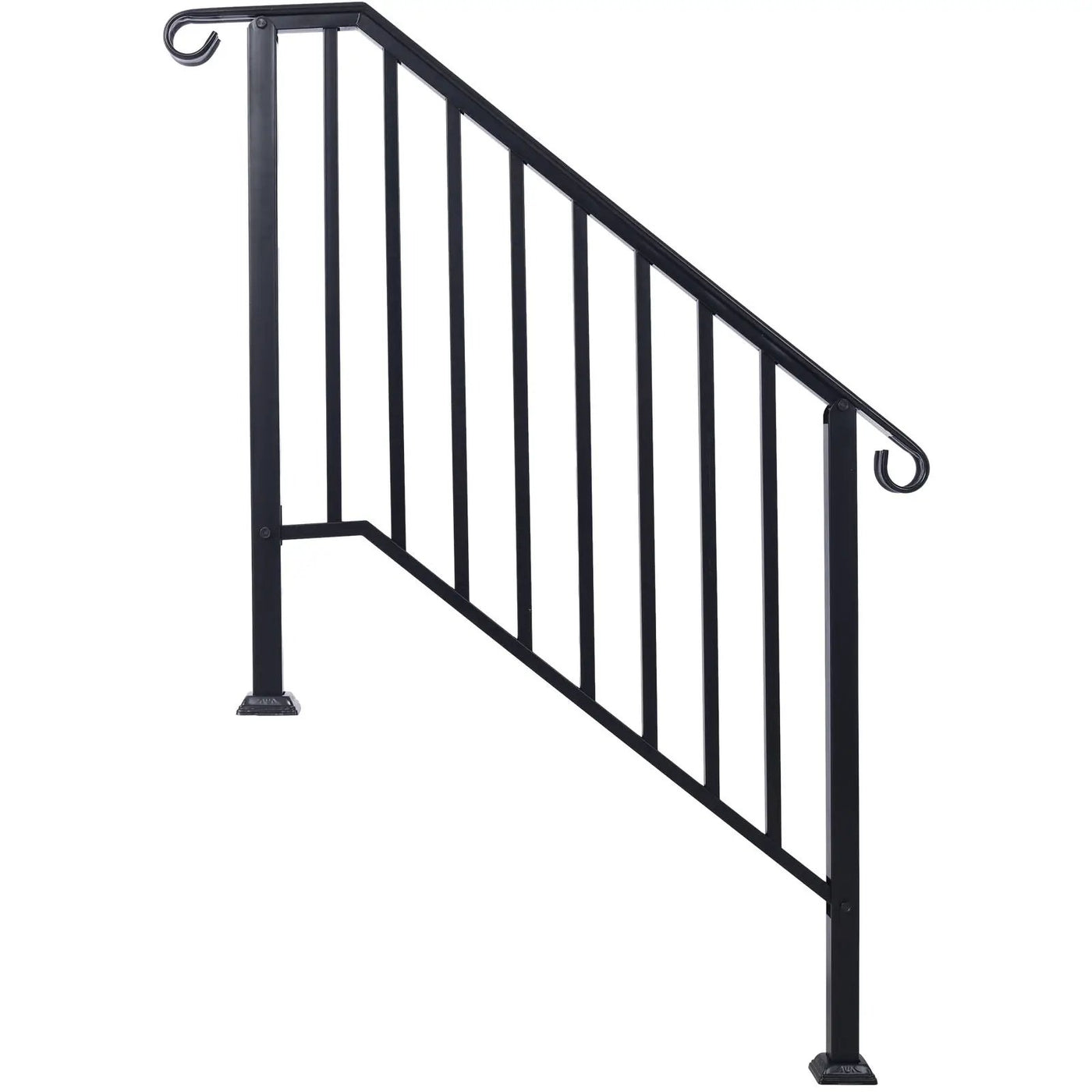 Handrails For Outdoor Steps, Fit 2 Or 3 Steps Outdoor Stair Railing, Wrought Iron Handrail, Flexible Porch Railing, Transitional Handrails For Concrete Steps Or Wooden Stairs by HouseOfZazla
