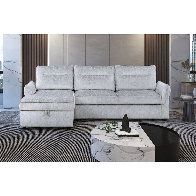 Gray Sofabed Stationary Sectional with Storage - Contemporary Design, photo 4 of 12