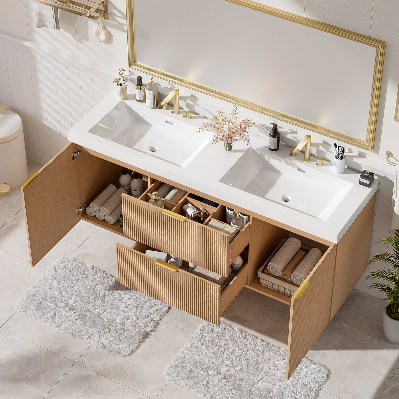 Modern Wall Mounted Bathroom Vanity, Soft Close Doors by Unique Piece Furniture