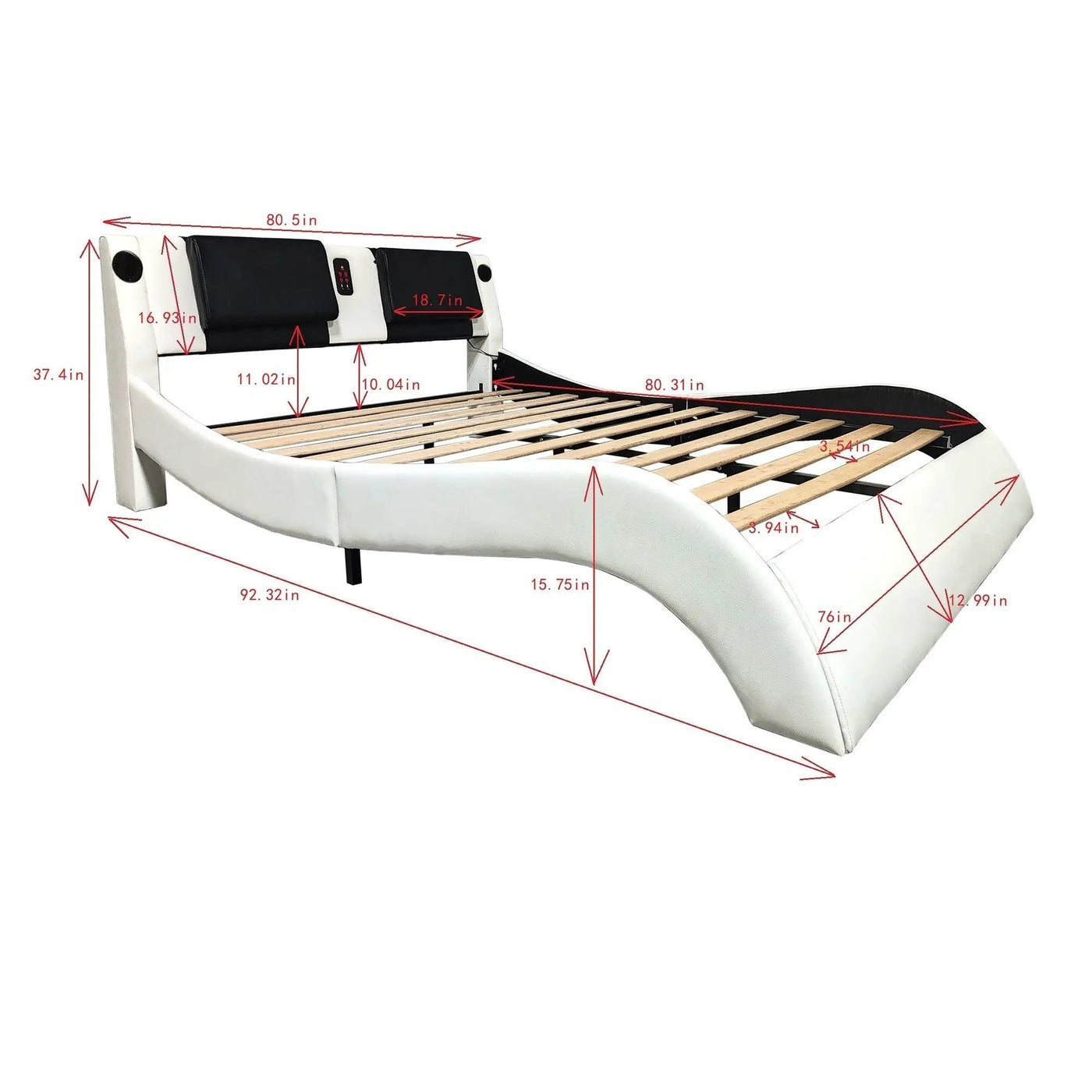Platform Bed Frame With LED Lighting, Bluetooth Music, Vibration Massage by HouseOfZazla