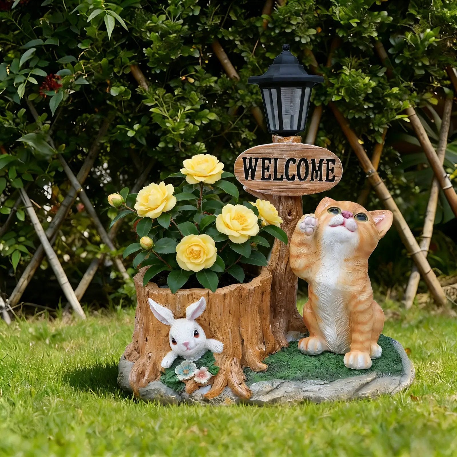 Cute Cat Planter Statue Garden Decor by HouseOfZazla