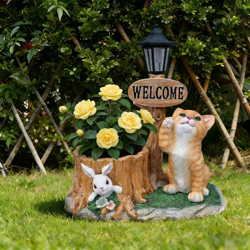 Cute Cat Planter Statue Garden Decor by HouseOfZazla