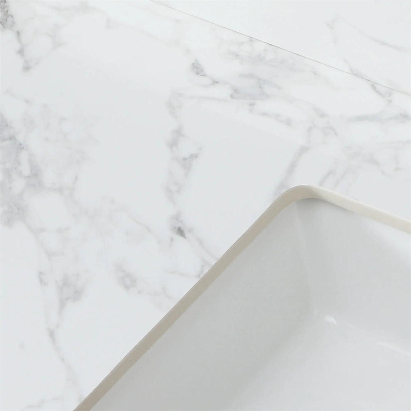 Elegant Sintered Stone Bathroom Vanity Top With Rectangular Undermount Ceramic Sink by HouseOfZazla