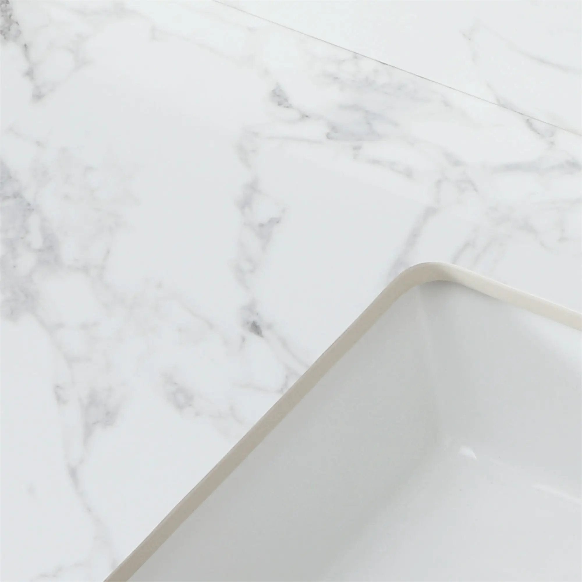 Elegant Sintered Stone Bathroom Vanity Top With Rectangular Undermount Ceramic Sink by HouseOfZazla