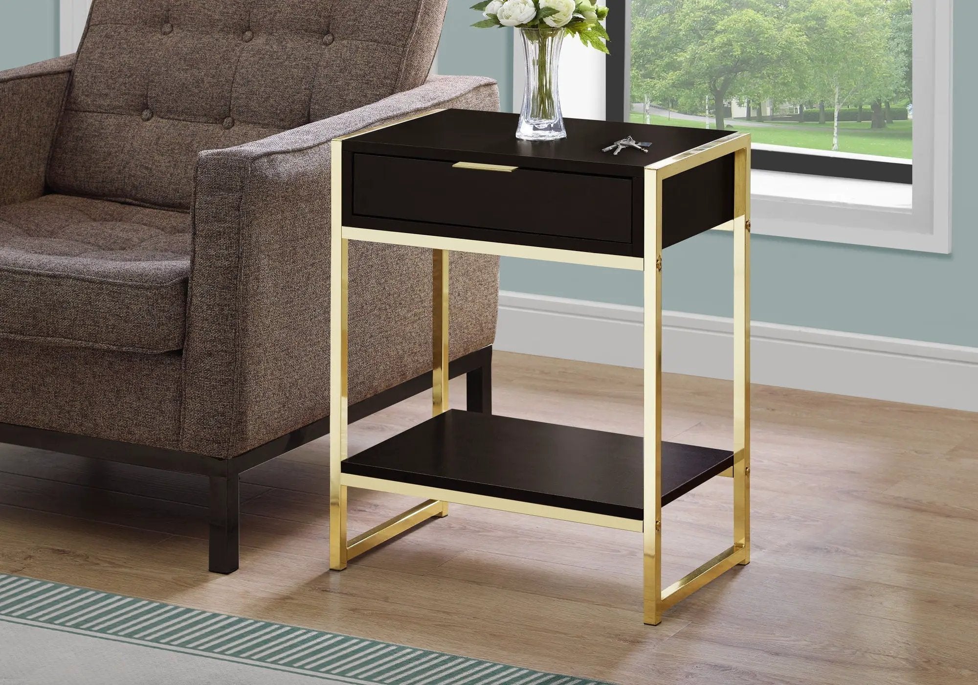 Accent Side Table, Storage Drawer, Spacious Tabletop by HouseOfZazla