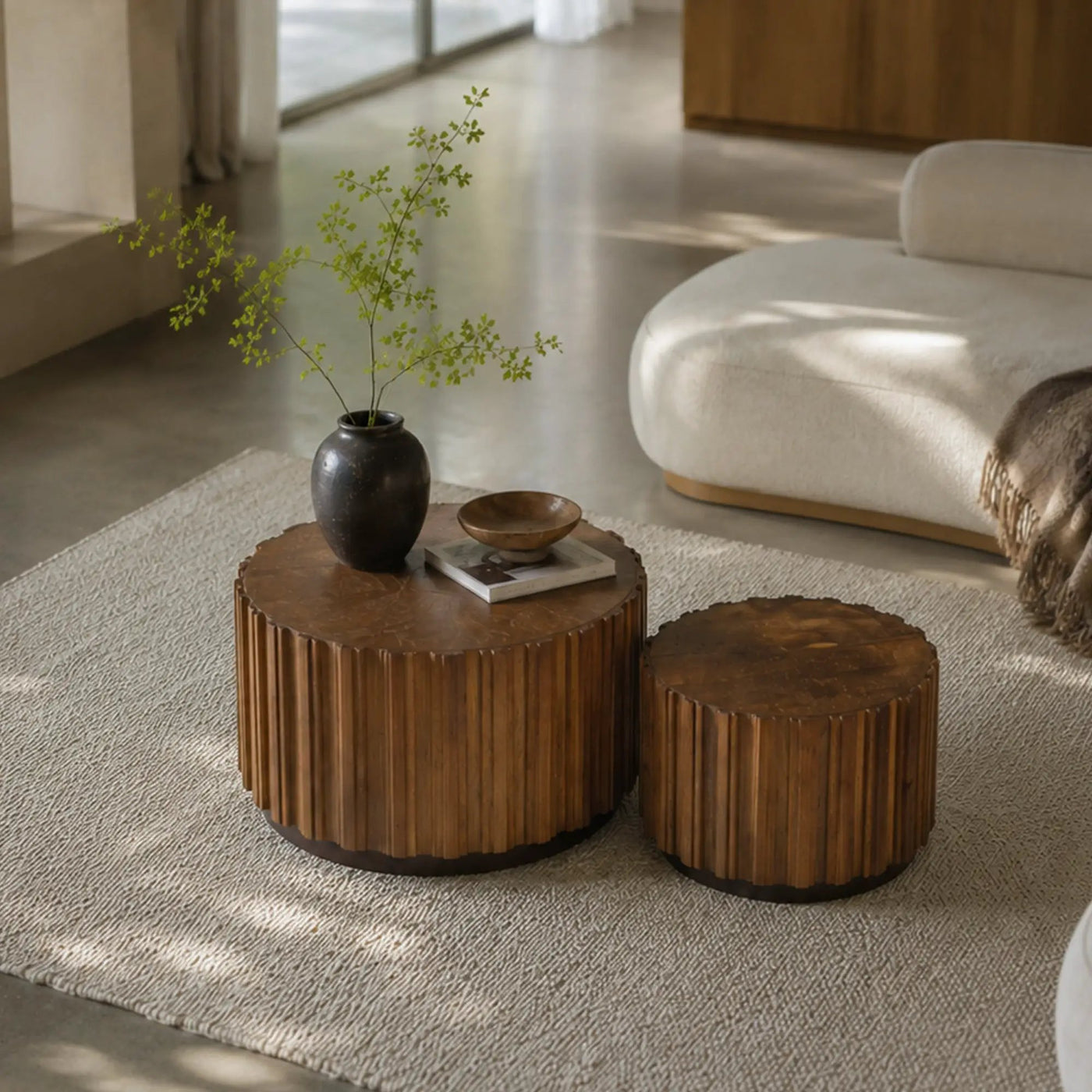 19.7" + 27.5" Round Nesting Coffee Table Set of 2 by HouseOfZazla