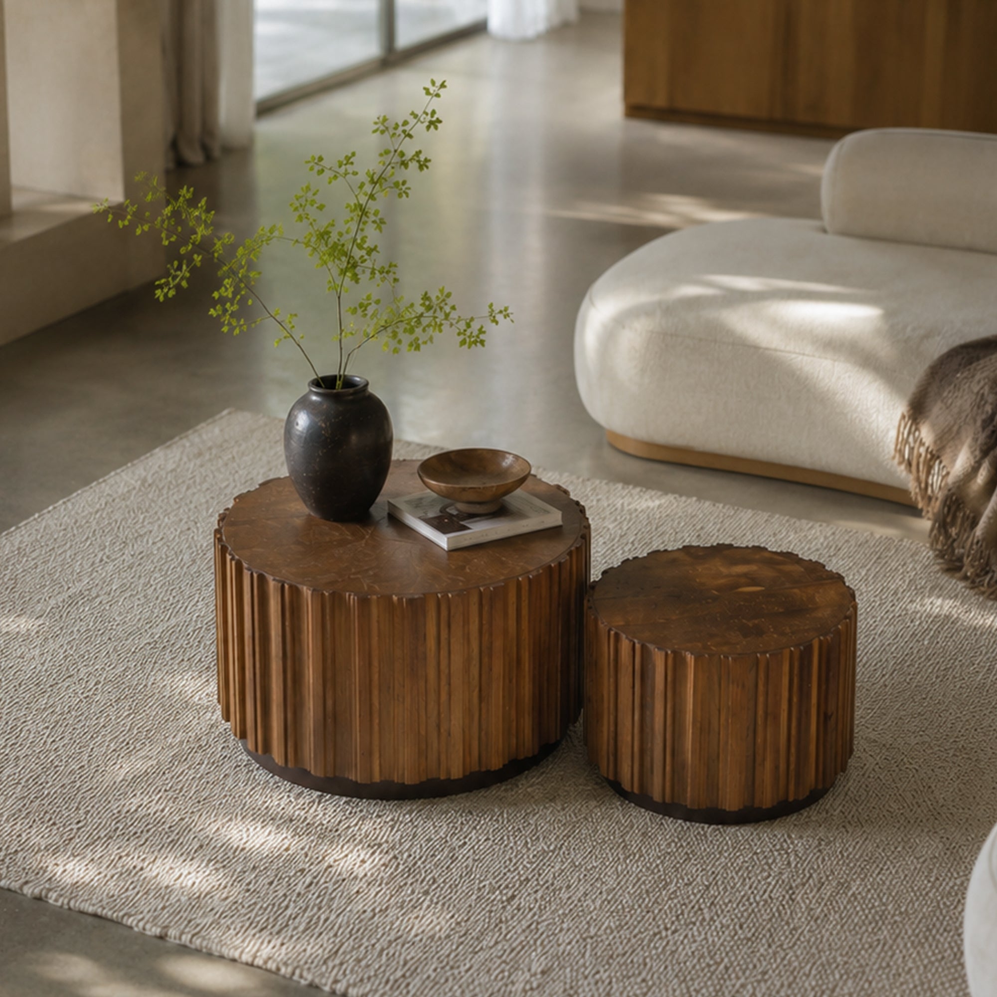 19.7" + 27.5" Round Nesting Coffee Table Set of 2 by HouseOfZazla
