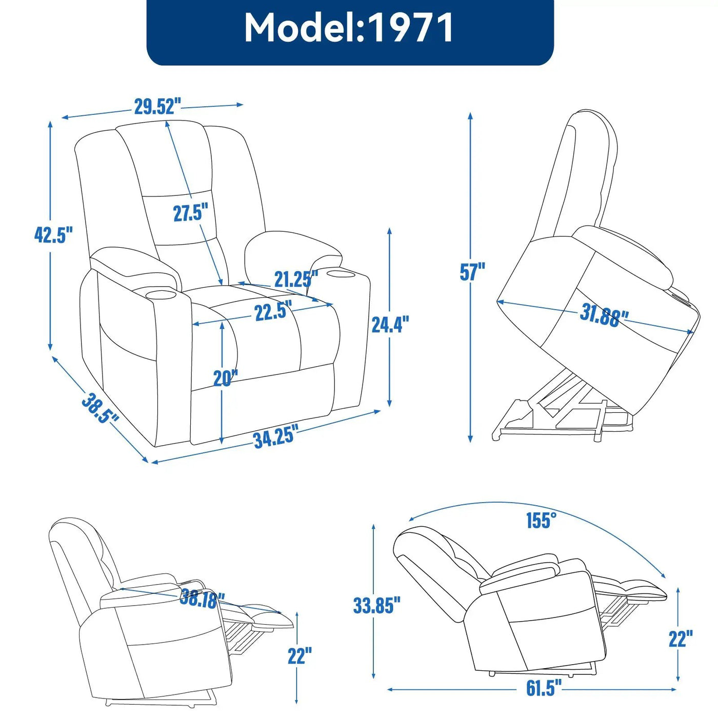 Power Lift Recliner Chair with Massage and Heat by HouseOfZazla