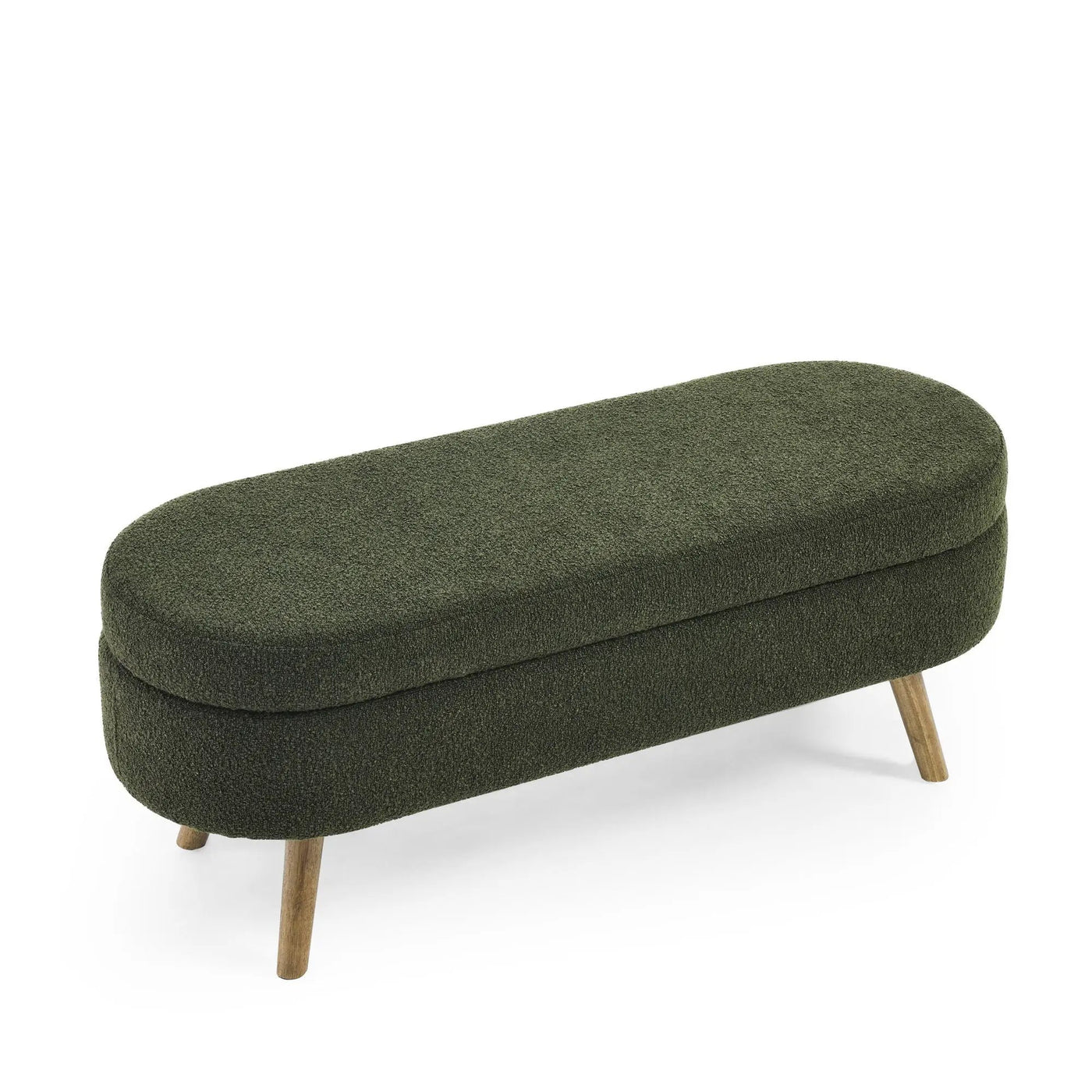 Ottoman Oval Storage Bench With Rubber Wood Legs by HouseOfZazla