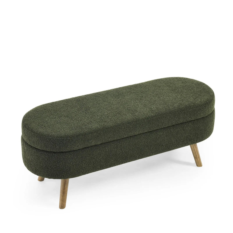 Ottoman Oval Storage Bench With Rubber Wood Legs by HouseOfZazla