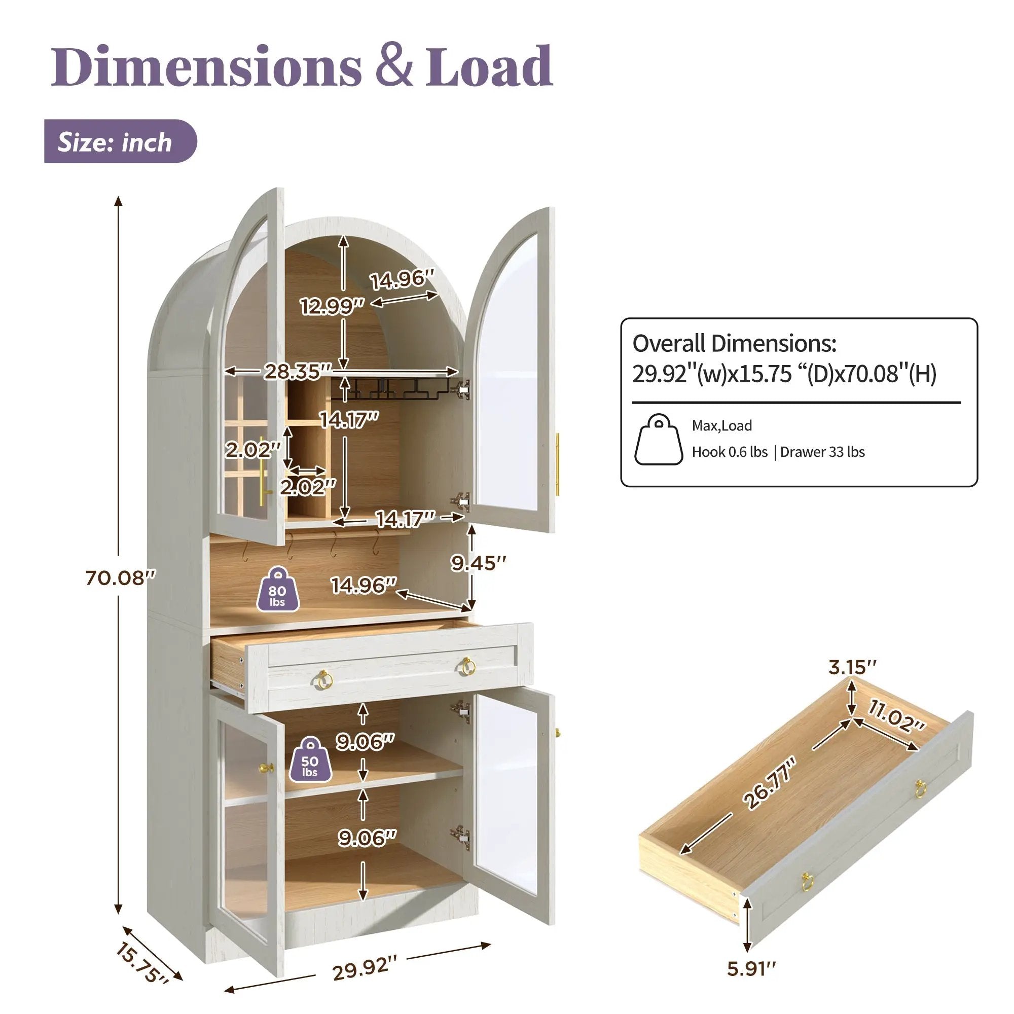 70" Tall Arched Bar Cabinet by HouseOfZazla
