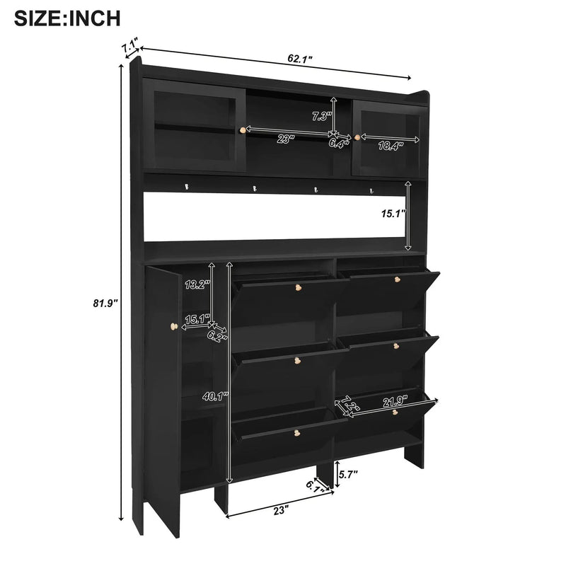 On Trend Multifunctional Tipping Bucket Shoe Cabinet With Storage Shelf & 6 Flip Drawers by HouseOfZazla