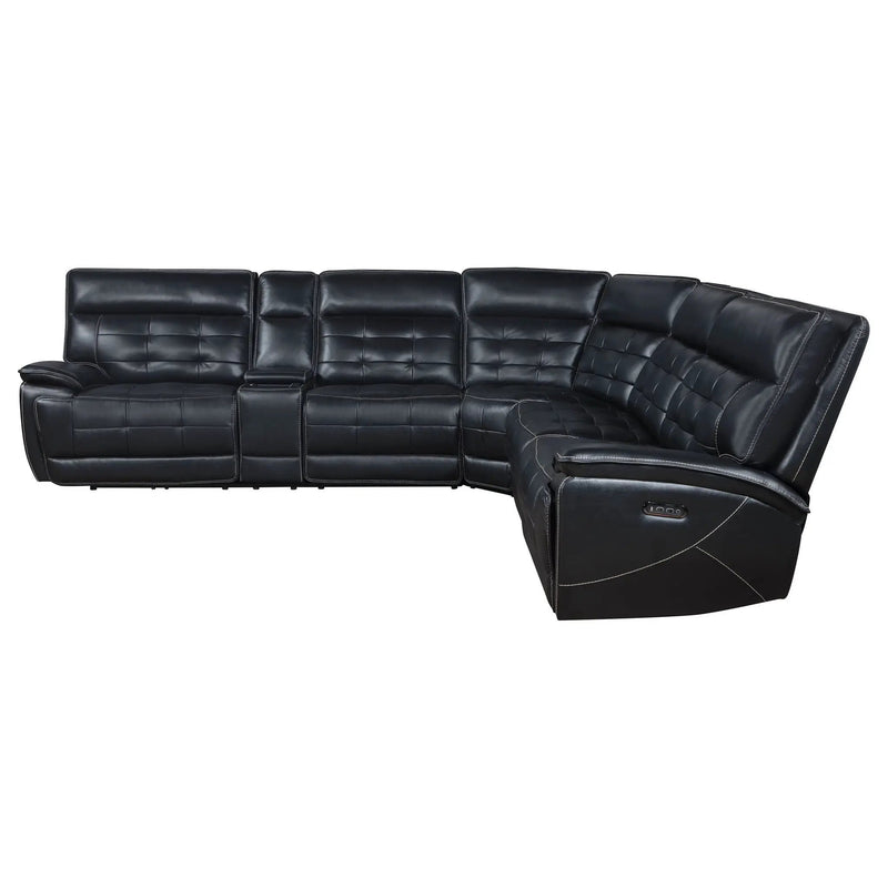 Hewitt Leather Dual Power Reclining Sectional Sofa Black by Unique Piece Furniture