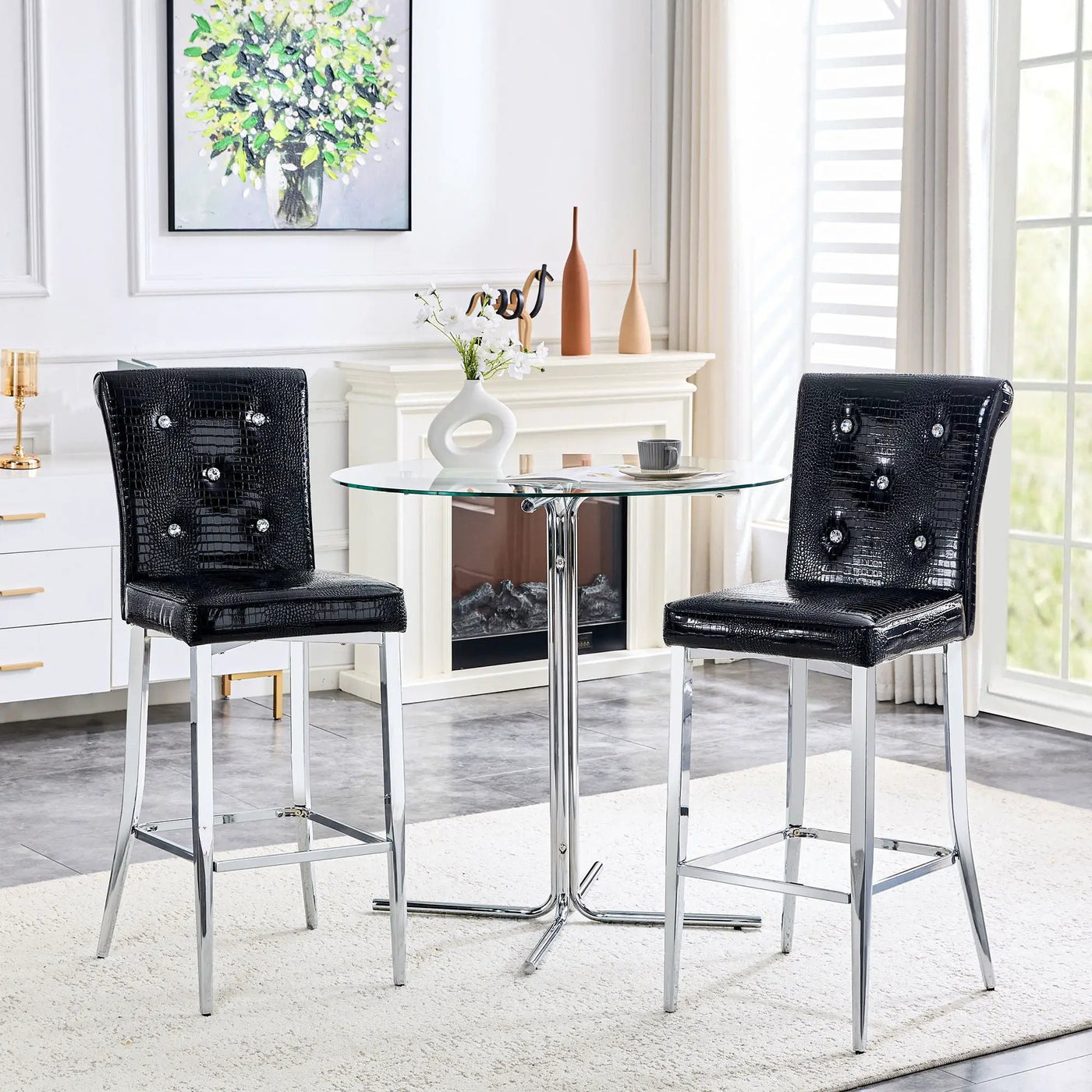 Bar Chairs & Crystal Clasp Design (Set of 2) by HouseOfZazla