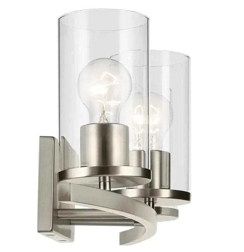 Open Box "KICHLER Crosby 23"" 3-Light Vanity Light with Clear Glass in Brushed Nickel, for Bathroom, Powder Room, (23"" x 8.75""), 45497NICLR" by Selzalot