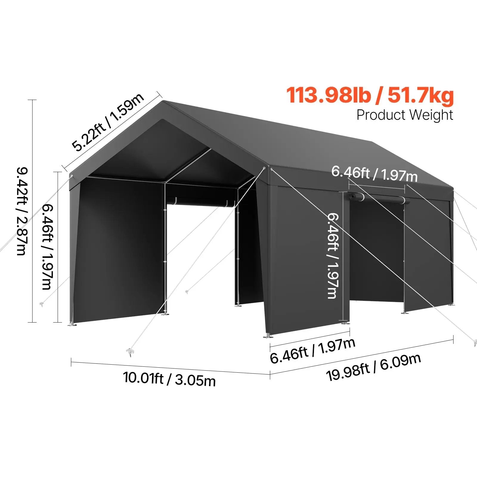 Carport Car Canopy 12x20FT Heavy Duty Outdoor Car Shelter with Sidewalls by HouseOfZazla