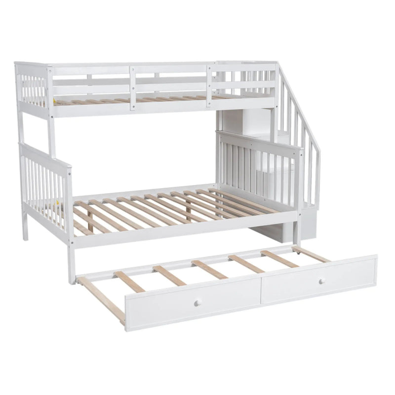 Bunk Bed With Twin Size Trundle, Storage And Guard Rail For Bedroom by HouseOfZazla