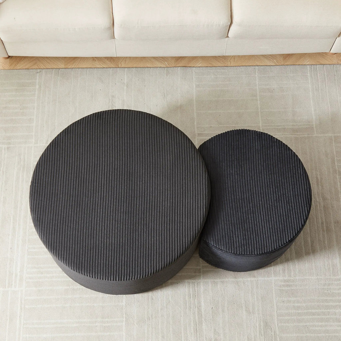 Modern Upholstered Round Coffee Table For Living Room (Set of 2) by HouseOfZazla