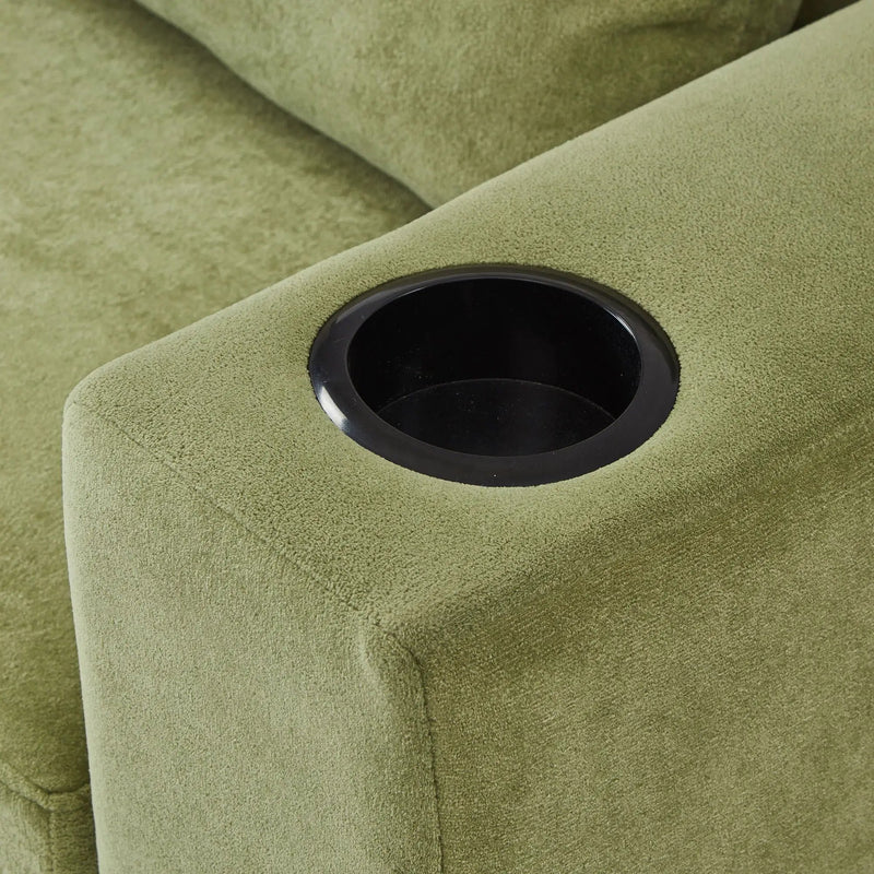 Modern Style Armchair Chaise Lounge Sofa Couch With Movable Storage Ottoman, USB Ports, Cup Holders, Phone Holder, Side Pockets by HouseOfZazla