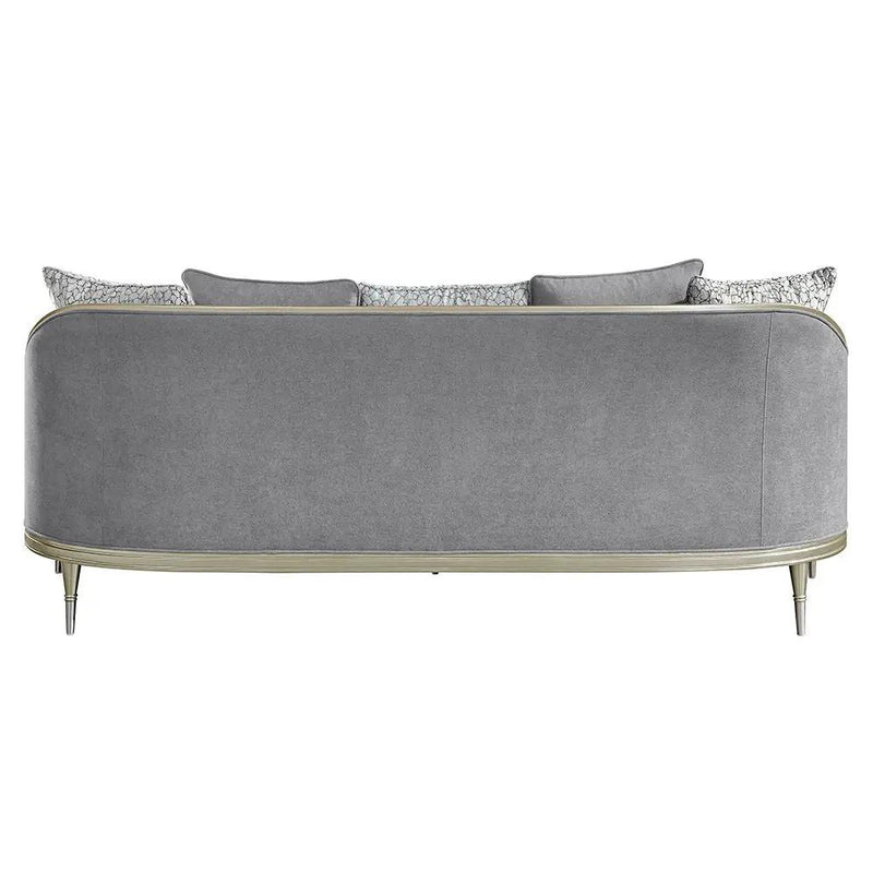 Fernando - Sofa With 5 Pillows - Gray Chenille & Champagne by Unique Piece Furniture