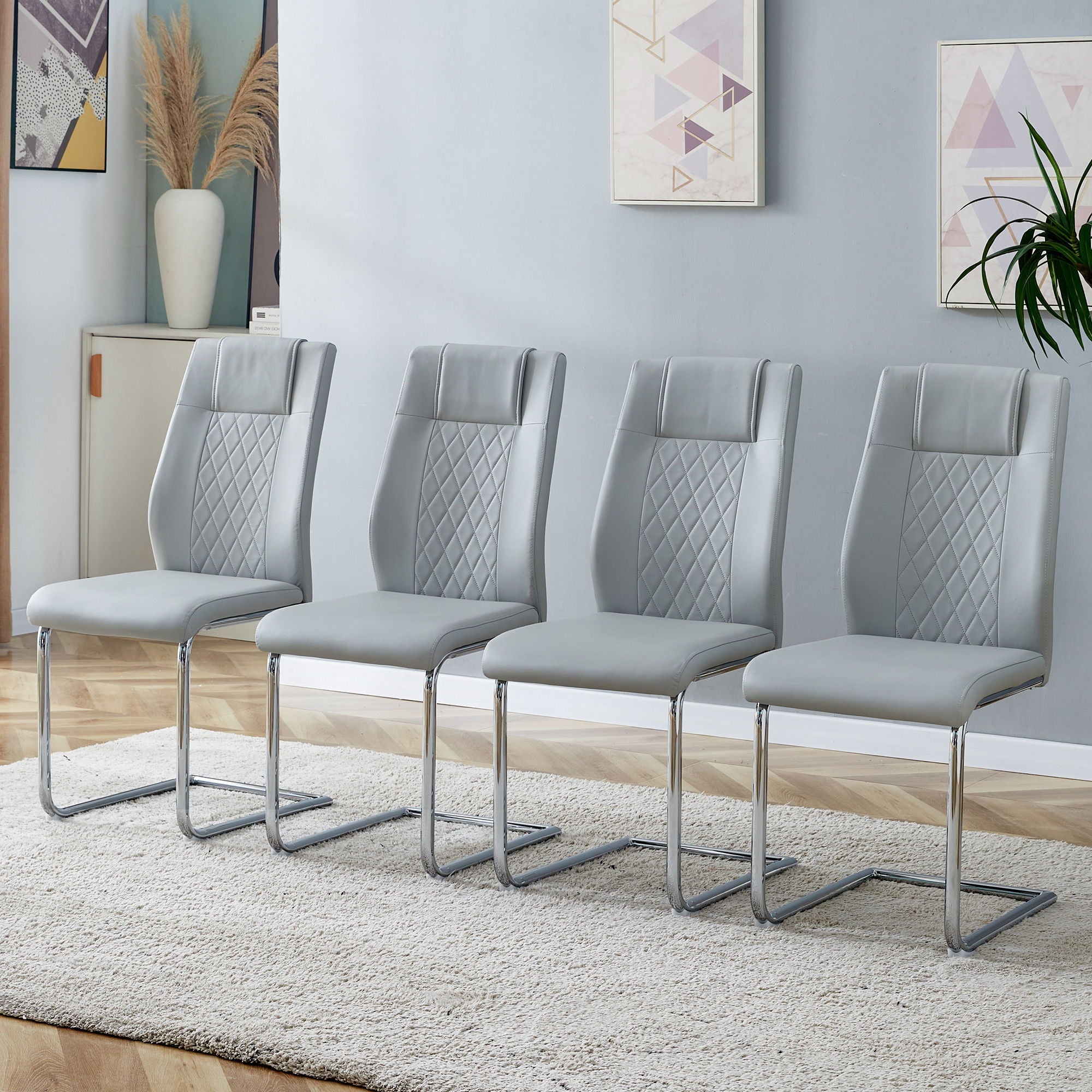Modern Dining Chairs With Padded Seat, Metal Legs by Unique Piece Furniture