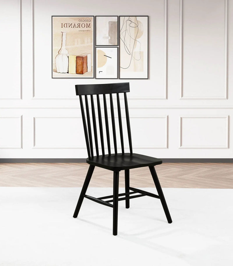 Andrews Windsor Spindle Back Dining Side Chair Black (Set of 2) by Unique Piece Furniture