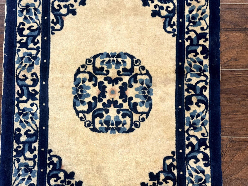Chinese Peking Rug 2x3, Small Wool Chinese Carpet, Art Deco Rug by Jewel Rugs