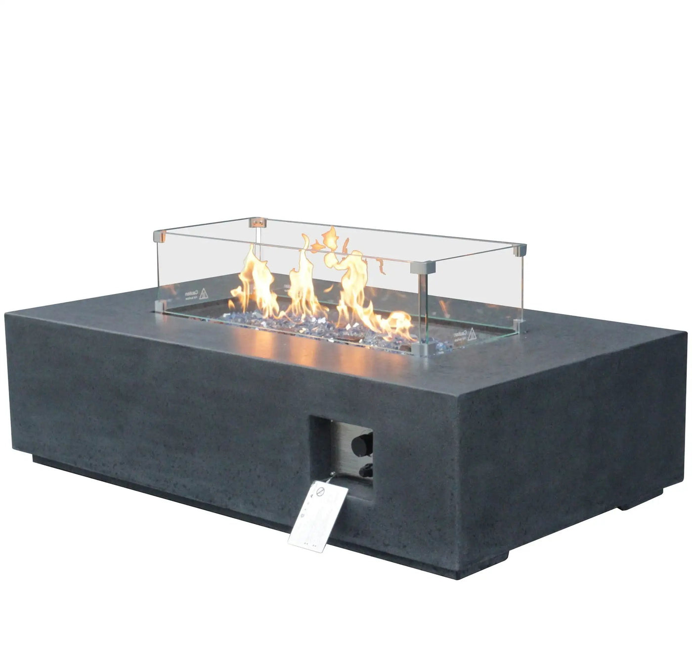 Outdoor Concrete Propane Gas Rectangle Fire Pit Table by HouseOfZazla
