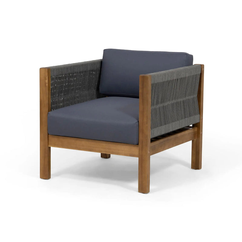 Outdoor Club Chair With Rattan Rope Wave - Dark Gray by HouseOfZazla