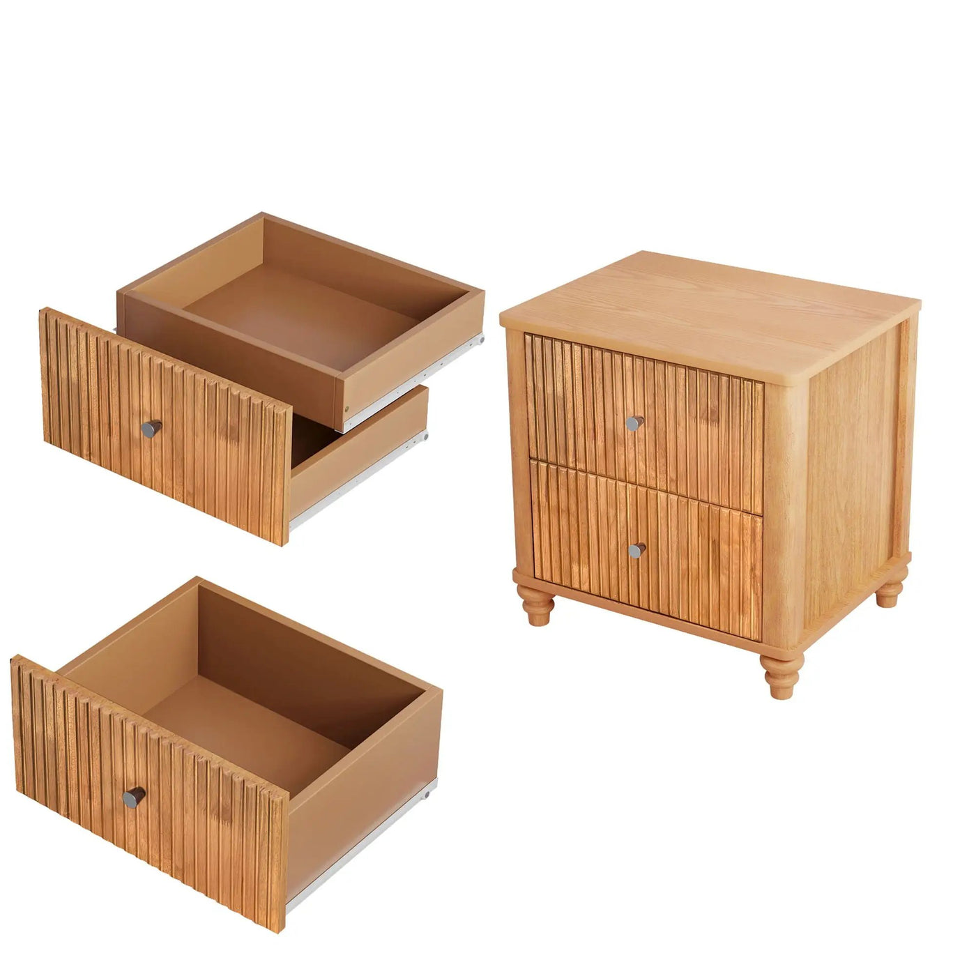 Modern Fluted Nightstand With 3 Drawers by HouseOfZazla